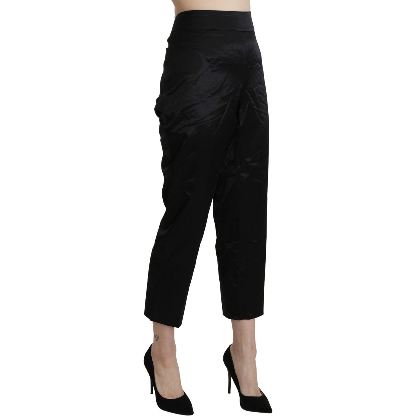 BENCIVENGA Black High Waist Straight Cropped Dress Trouser Pants Jeans & Pants