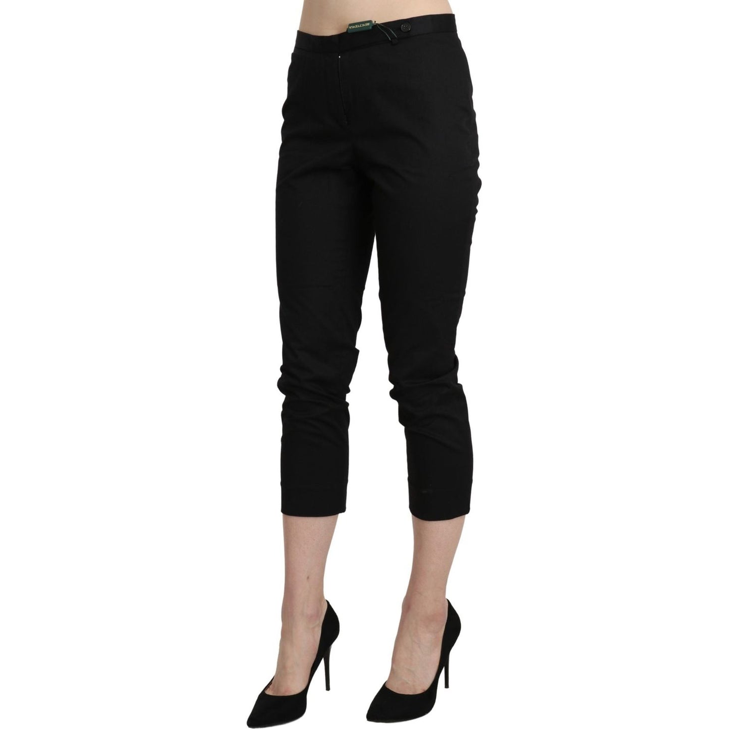 BENCIVENGA Black High Waist Skinny Cropped Dress Trouser Pants Jeans & Pants