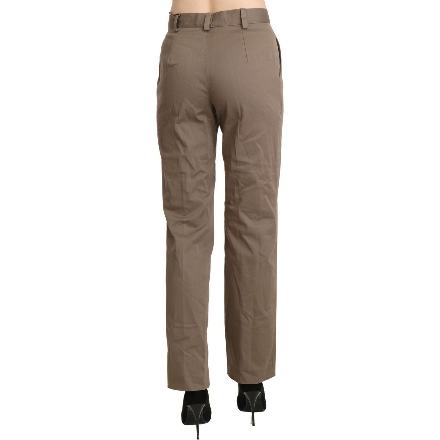 Elegant High Waist Straight Pants in Brown