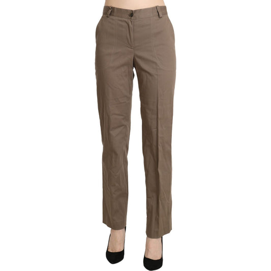 Elegant High Waist Straight Pants in Brown