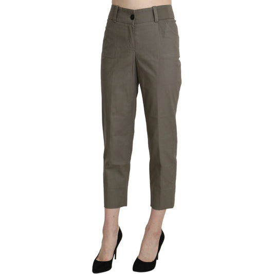 Elegant High Waist Cropped Pants in Gray