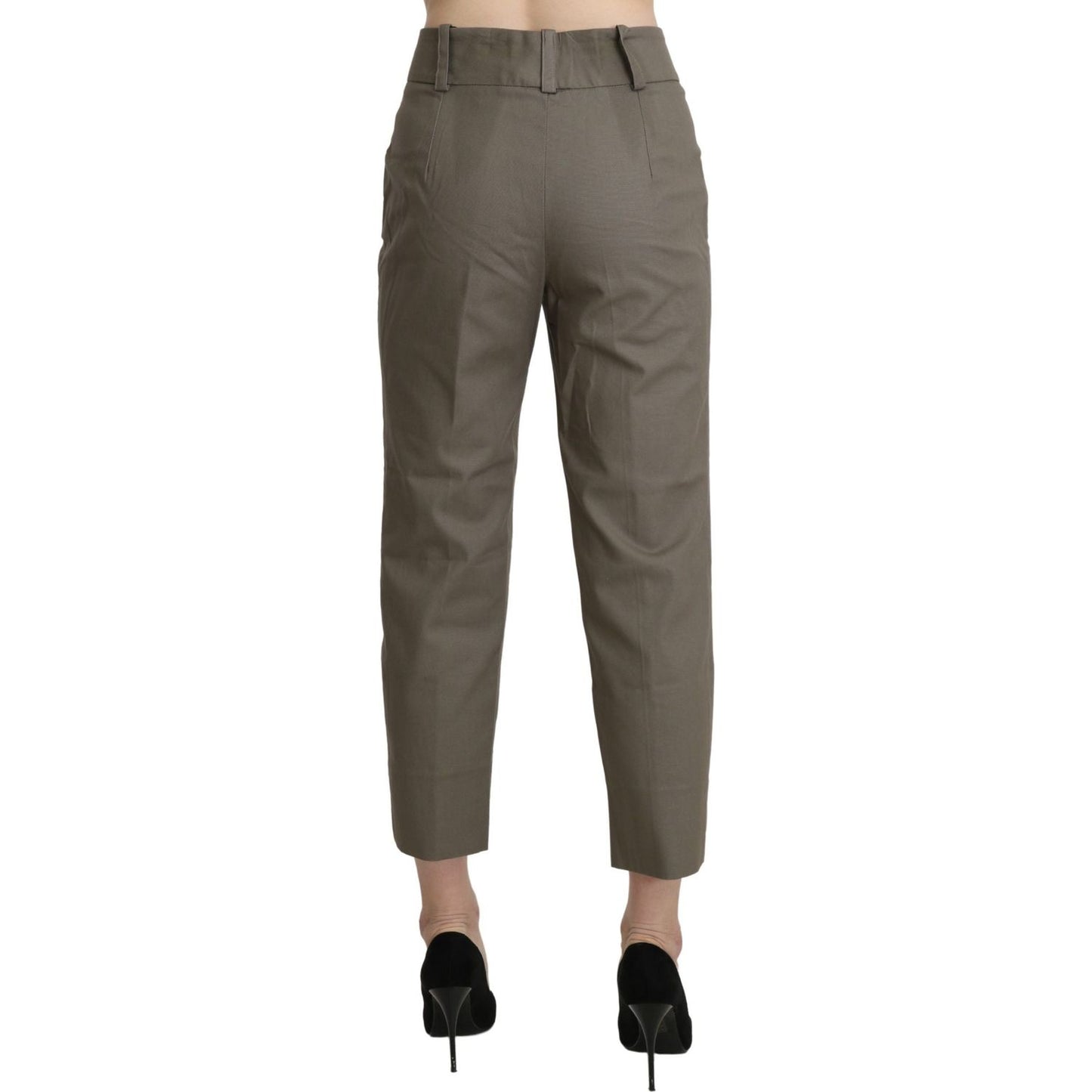 Elegant High Waist Cropped Pants in Gray