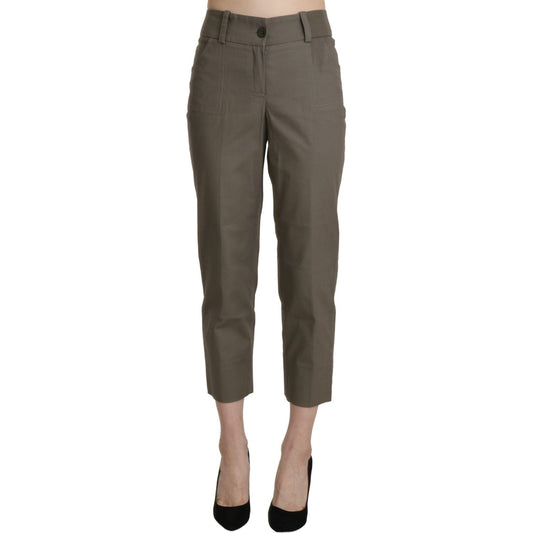 Elegant High Waist Cropped Pants in Gray