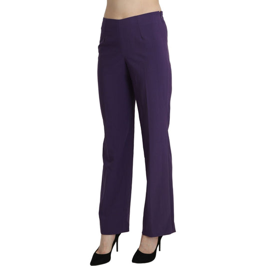 Elegant High Waist Violet Straight Pants