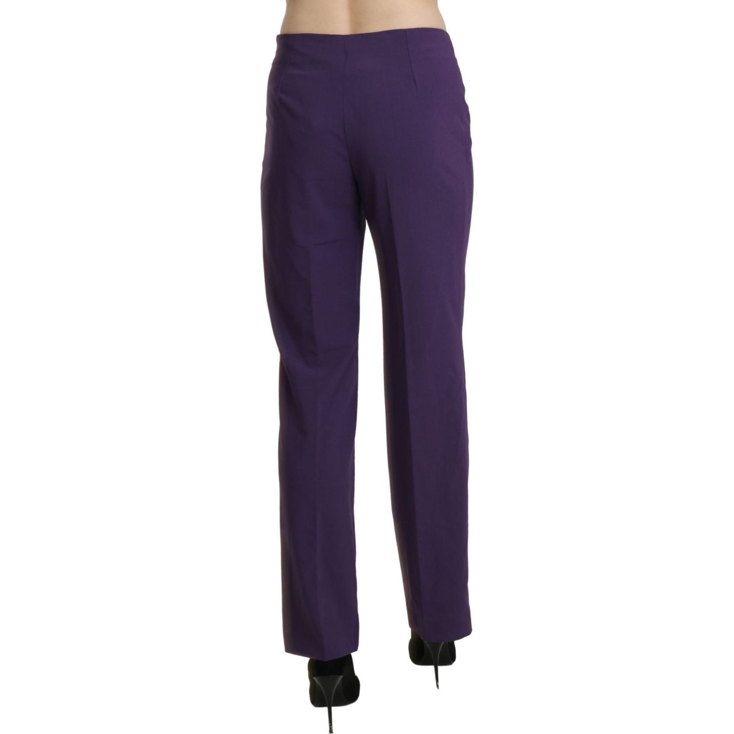 Elegant High Waist Violet Straight Pants