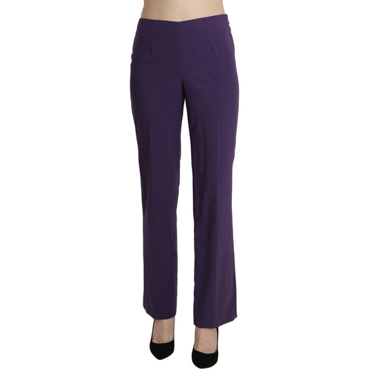 Elegant High Waist Violet Straight Pants