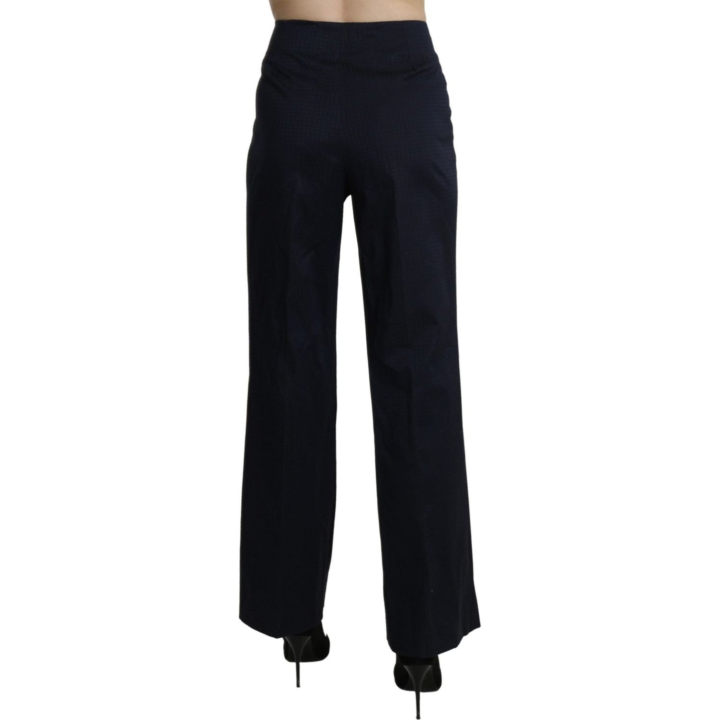 Navy Blue High Waist Straight Cotton Pants