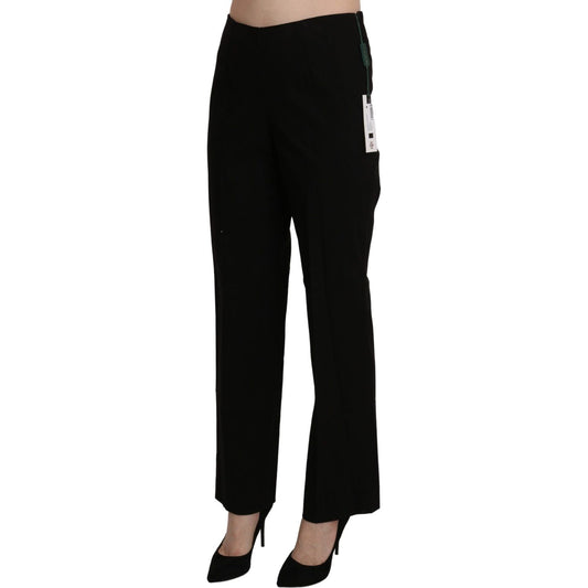 Elegant High Waist Straight Black Pants