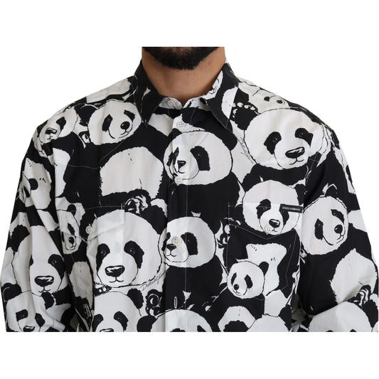 Panda Print Pure Cotton Shirt - Black White