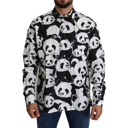 Panda Print Pure Cotton Shirt - Black White