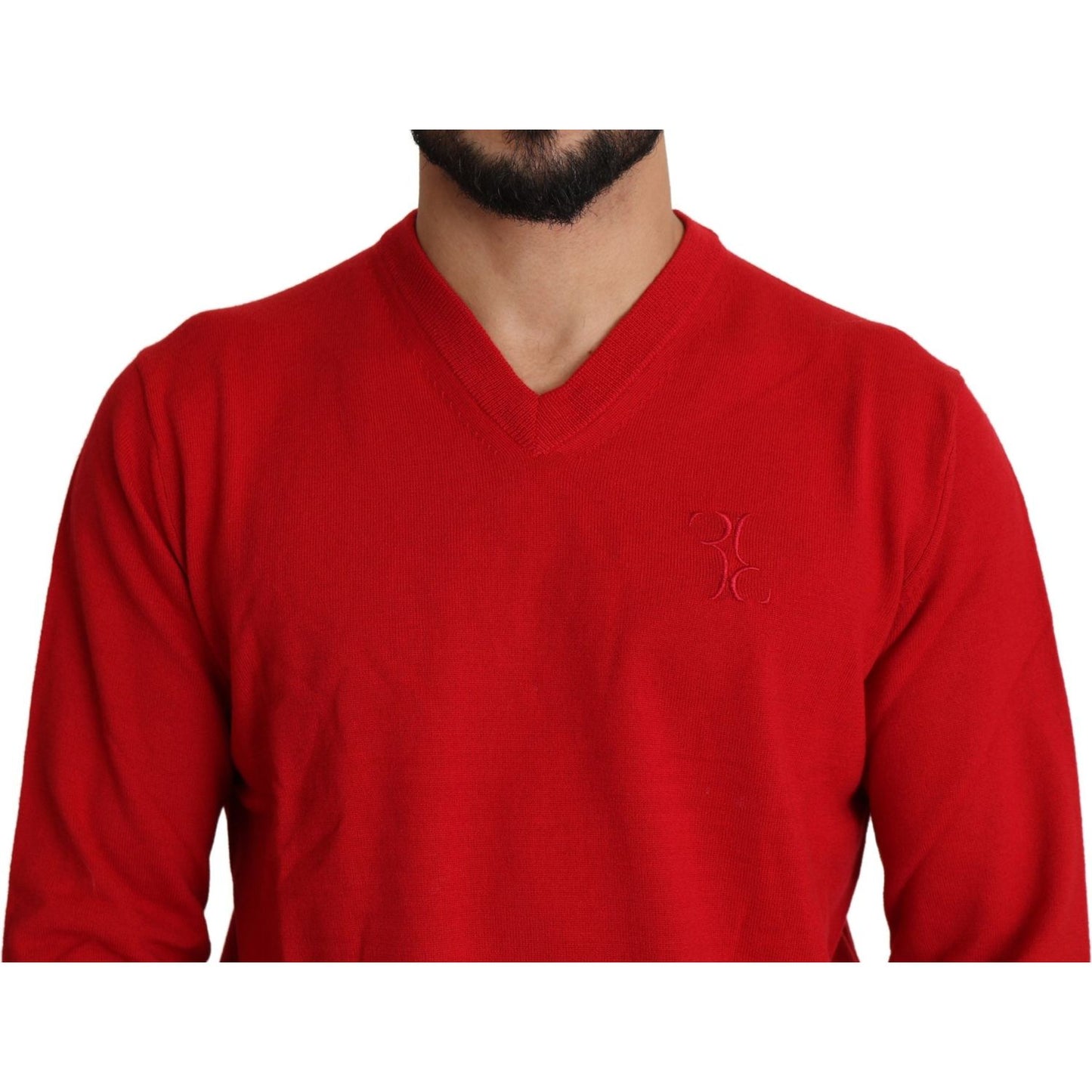 Iconic Embroidered Red Wool Sweater