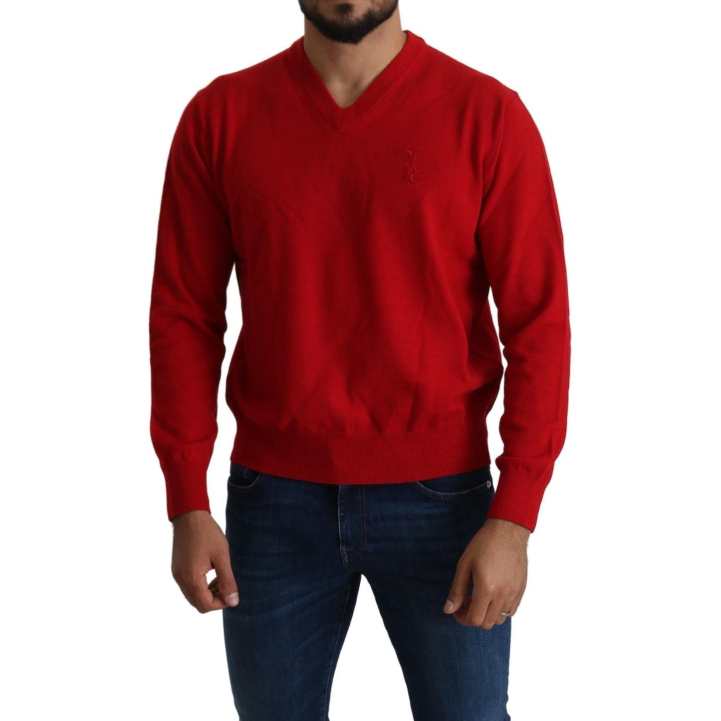 Iconic Embroidered Red Wool Sweater