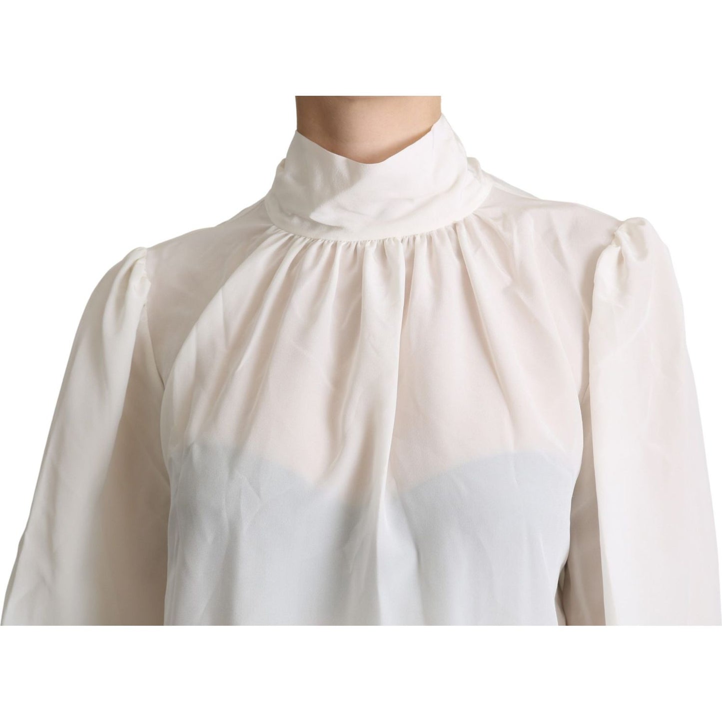 Elegant White Silk Pussy Bow Blouse