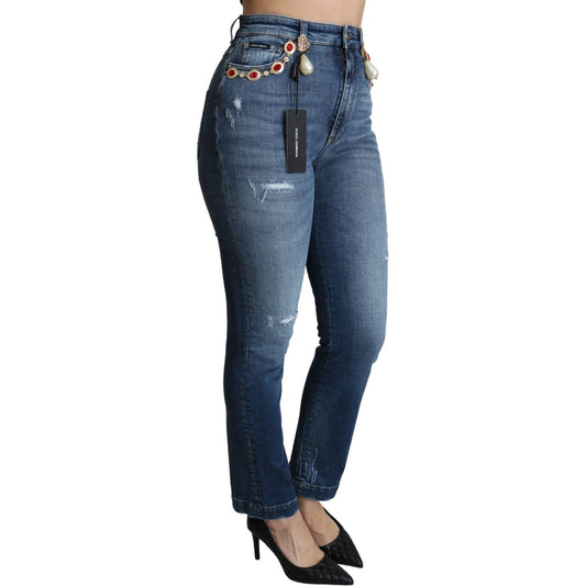 Enchanted Crystal Studded Blue Jeans