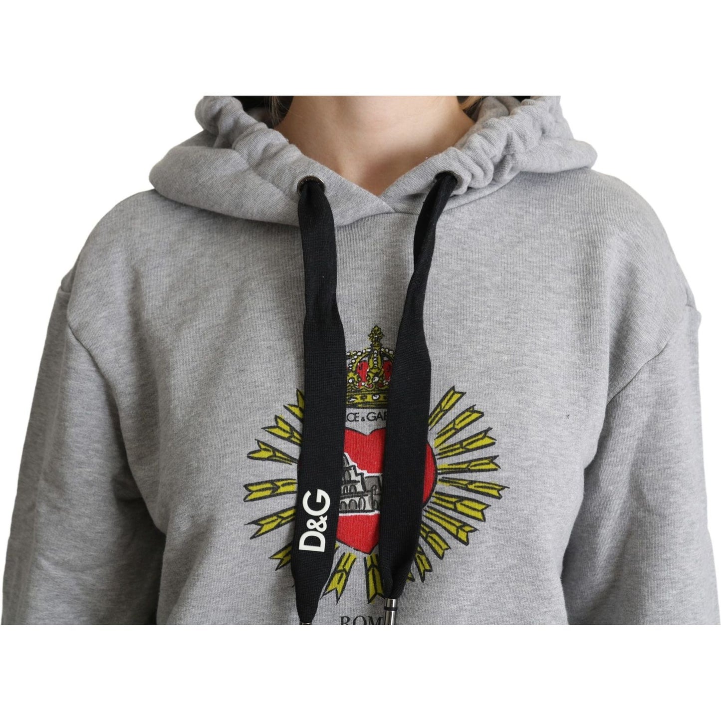 Dolce & Gabbana Gray Printed Hooded Exclusive Logo Sweater