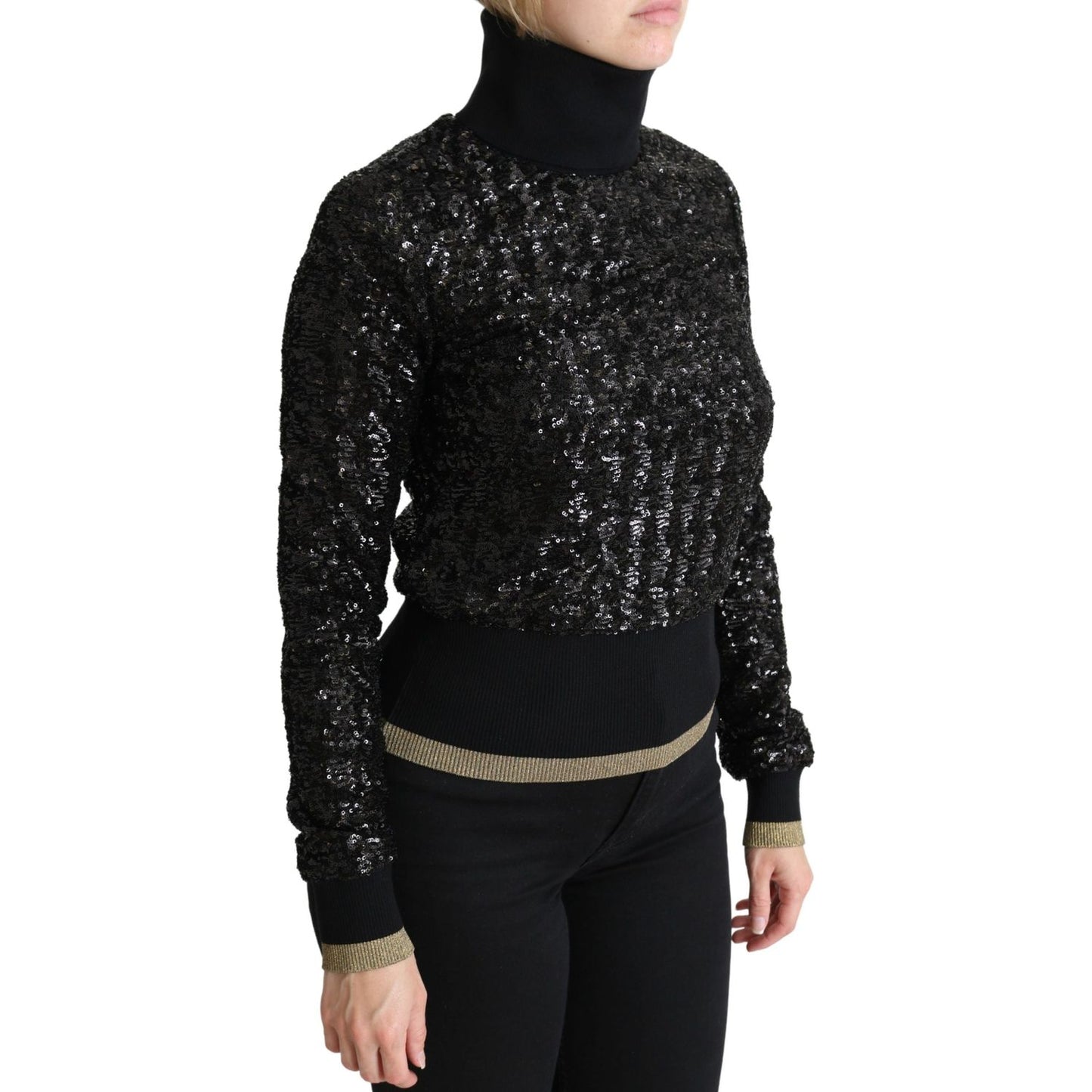 Elegant Sequined Turtleneck Sweater