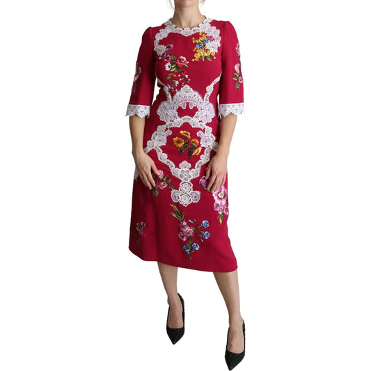 Floral Embroidered Sheath Midi Dress