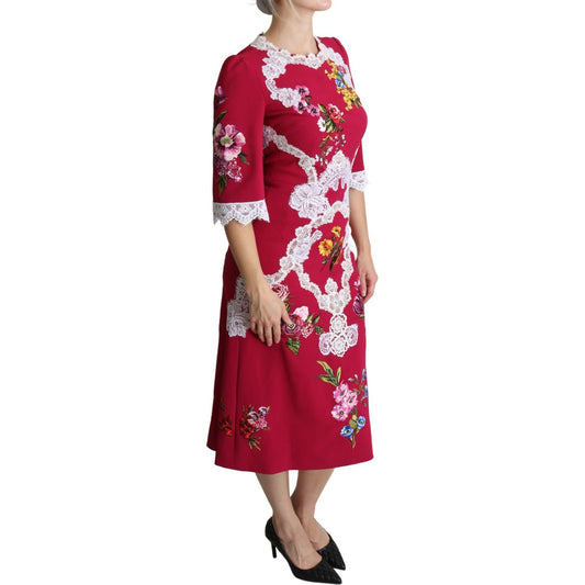 Floral Embroidered Sheath Midi Dress