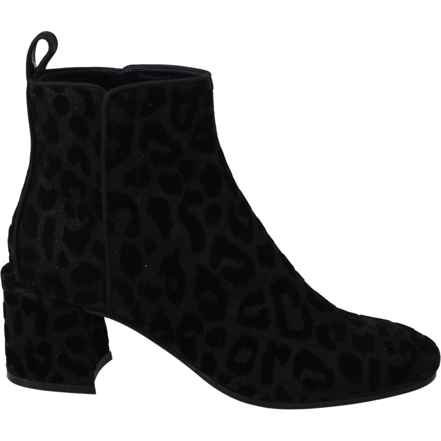 Elegant Black Leopard Print Short Boots