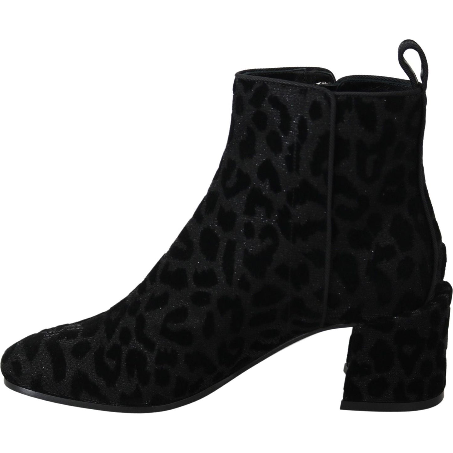 Elegant Black Leopard Print Short Boots