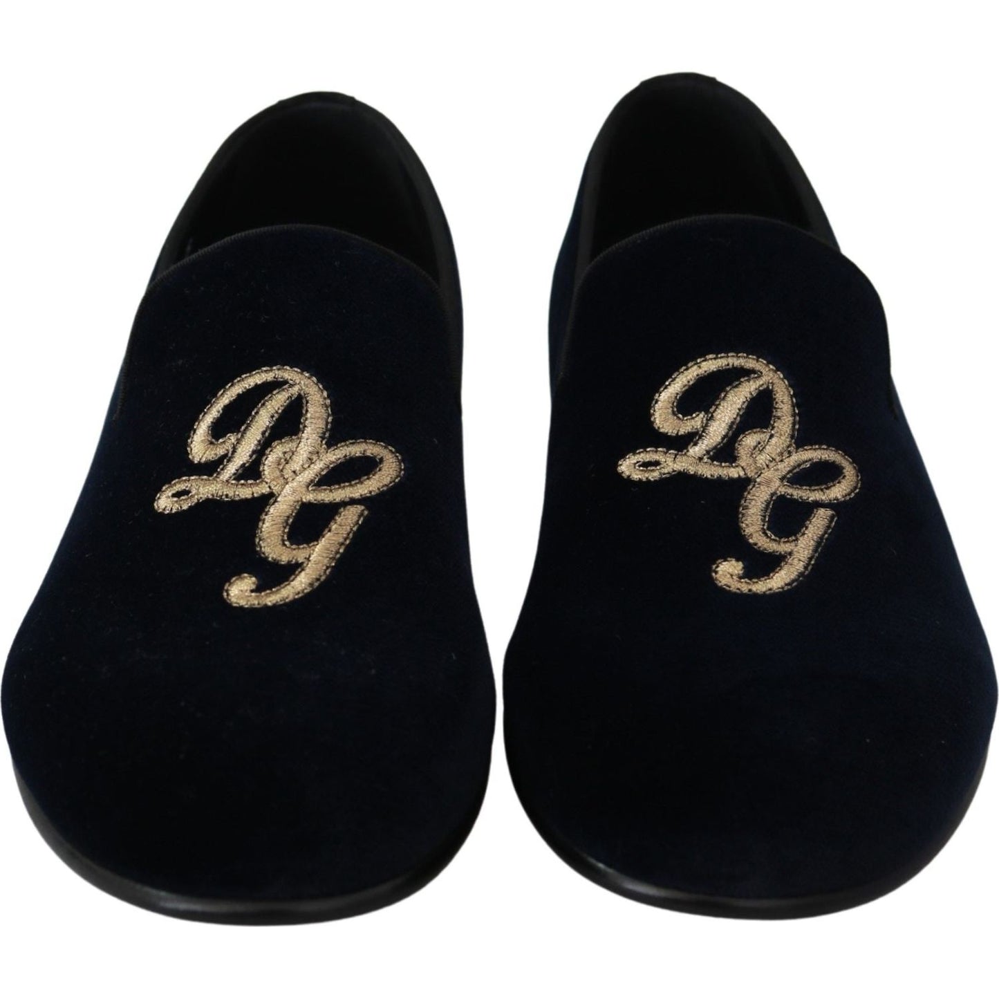 Elegant Blue Embroidered Loafers