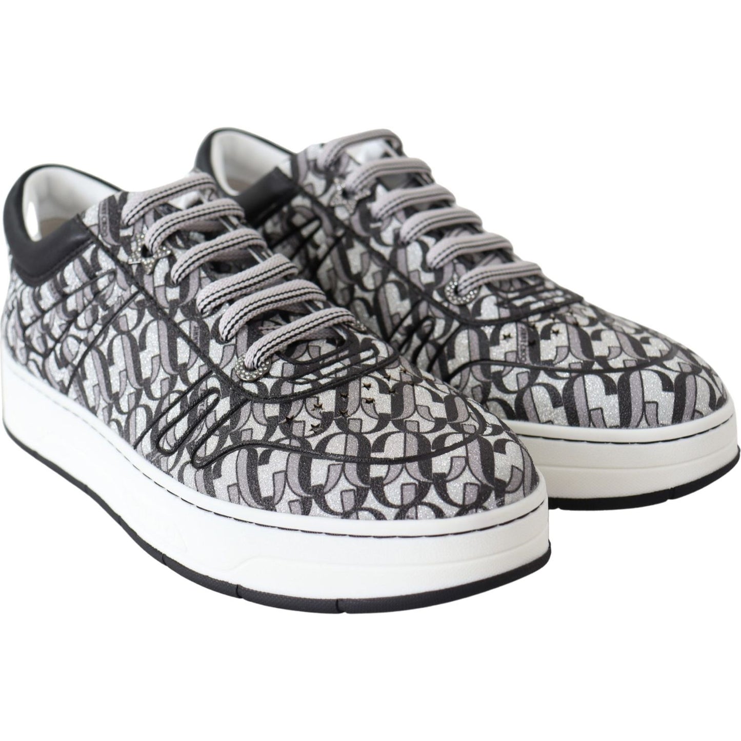 Glittering Slip-On Sneakers - Silver and Black