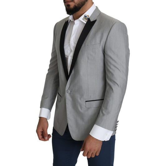 Elegant Silk Blend Light Gray Blazer