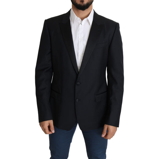 Dolce & Gabbana Elegant Black Virgin Wool Silk Blend Blazer Dolce & Gabbana