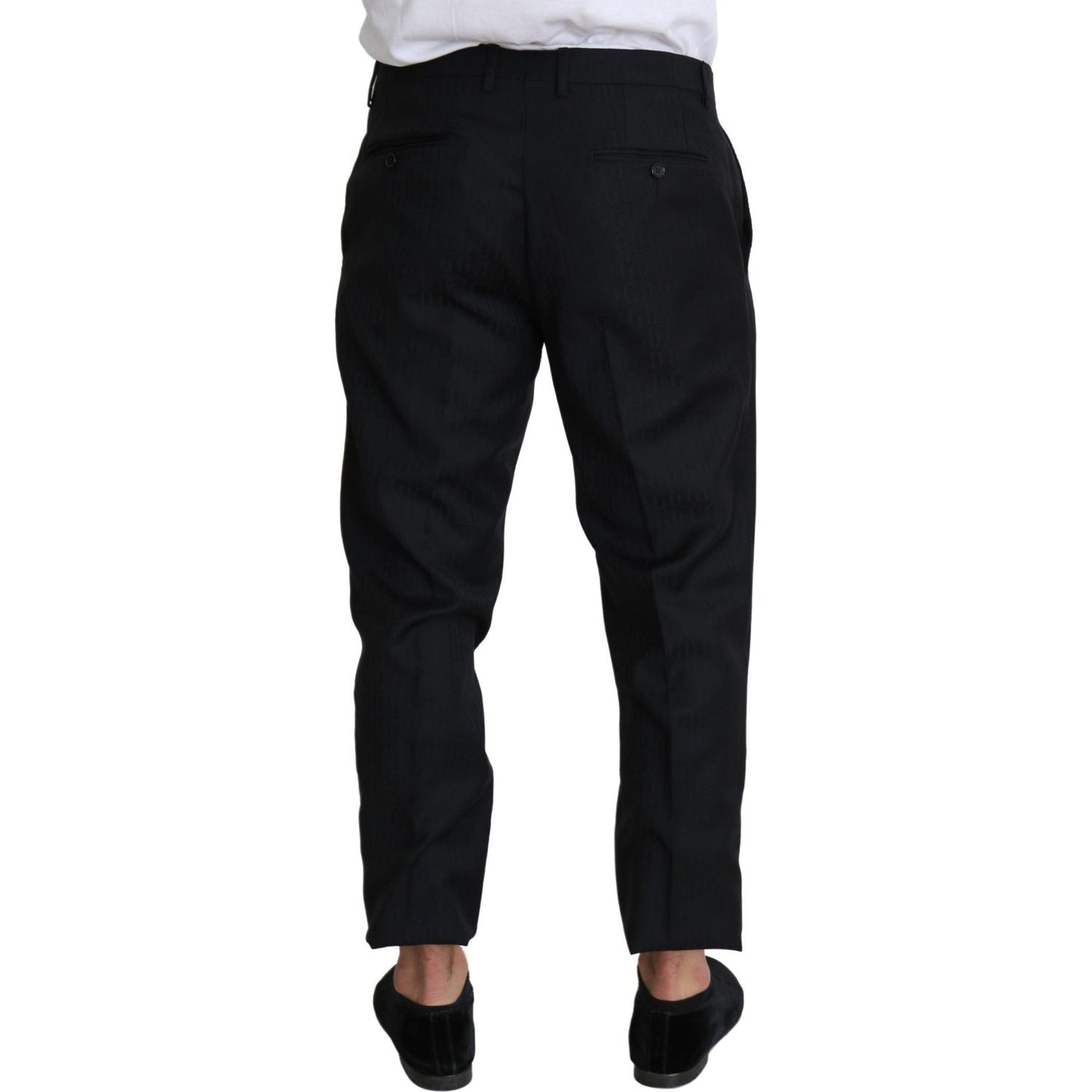 Elegant Black Virgin Wool Cropped Pants