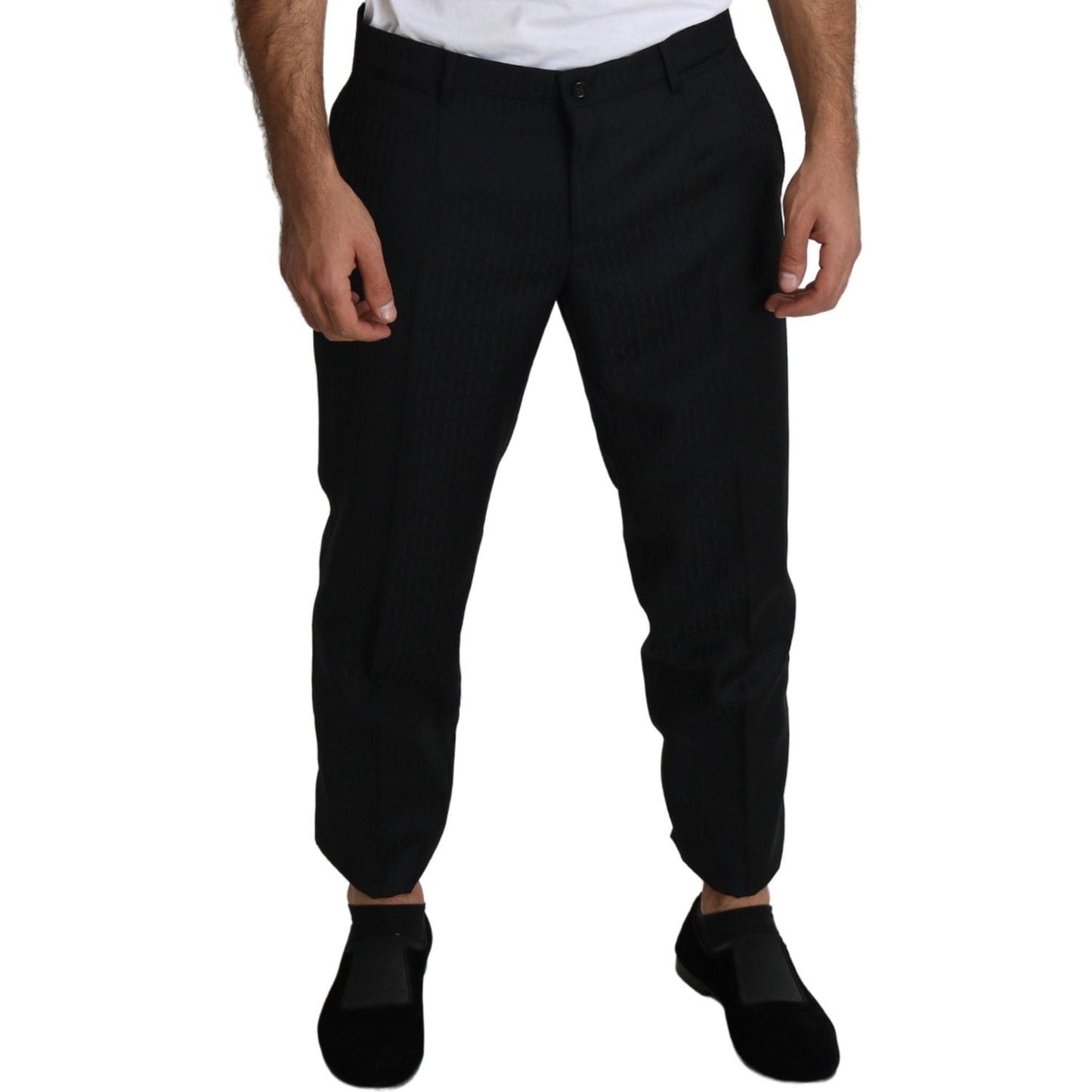 Elegant Black Virgin Wool Cropped Pants