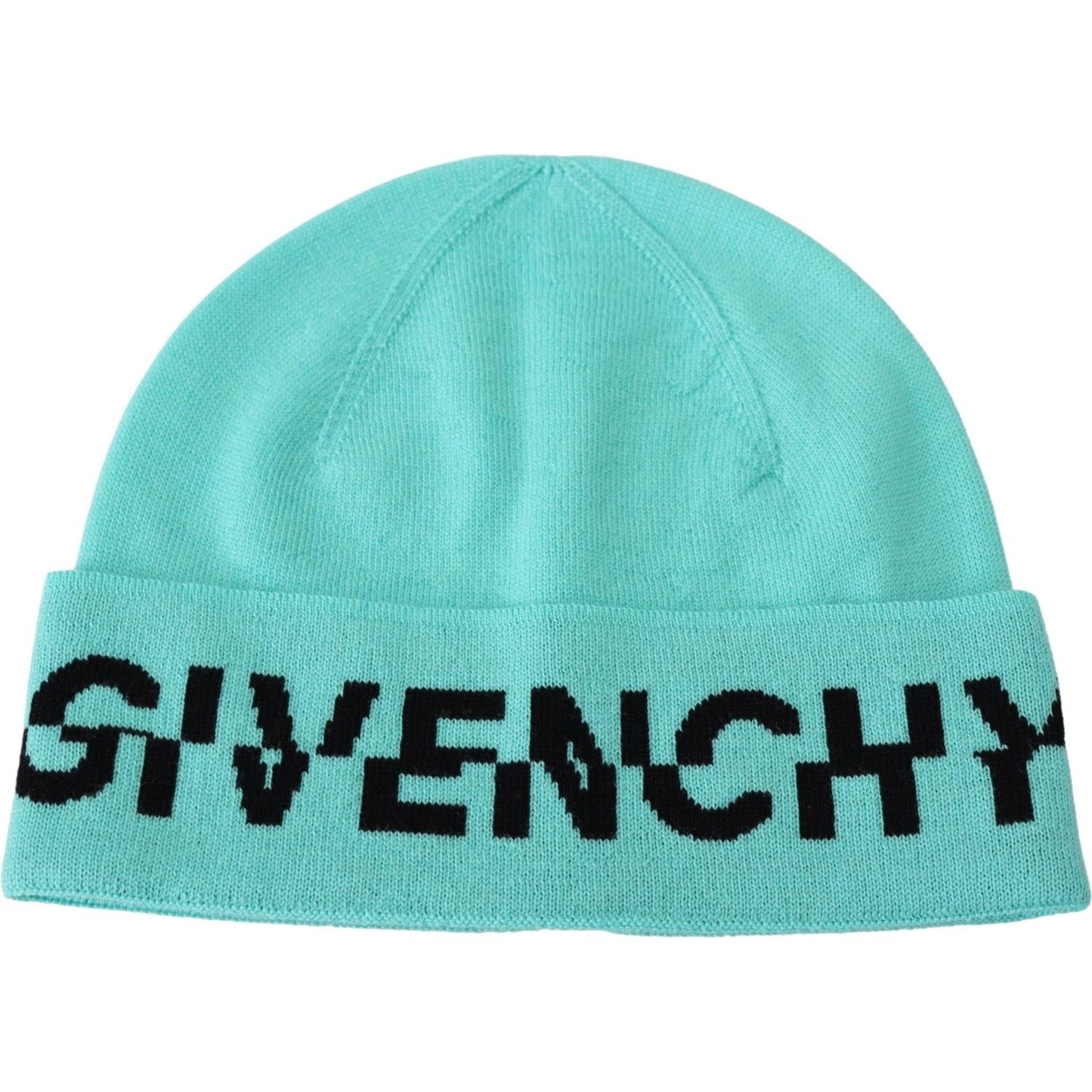 Aquamarine Green Wool Beanie with Signature Logo