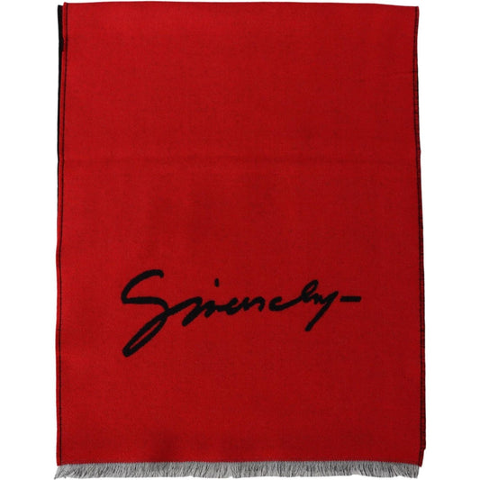 Elegant Red Wool Blend Unisex Scarf