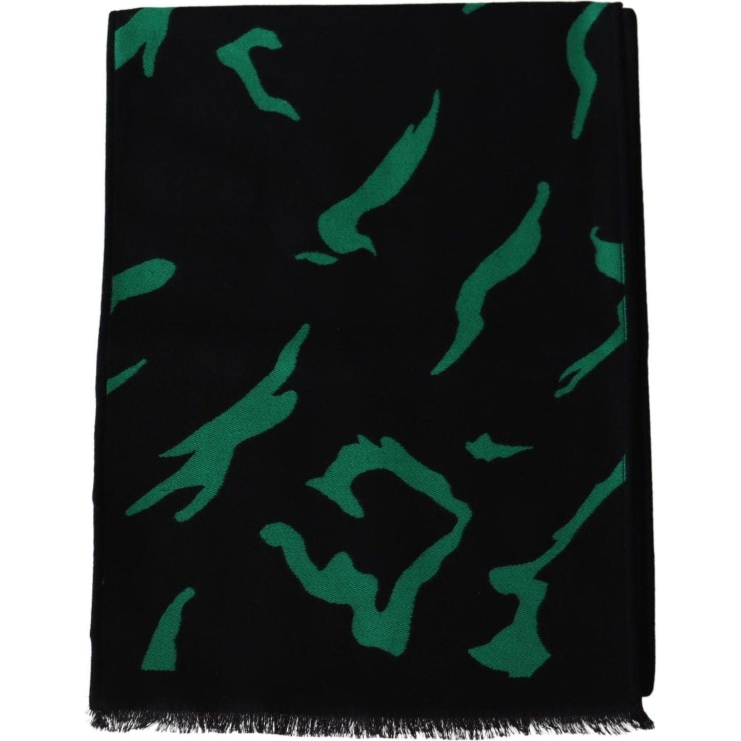 Elegant Wool Silk Black Unisex Scarf