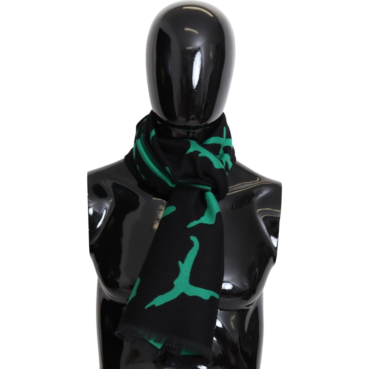 Elegant Wool Silk Black Unisex Scarf