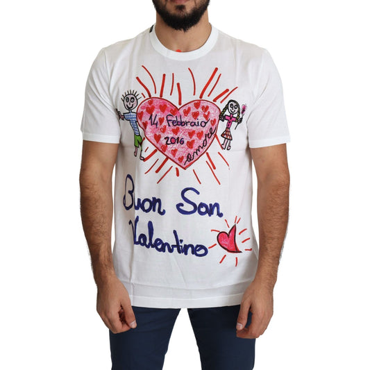 Dolce & Gabbana White Saint Valentine Hearts Print Men T-shirt Dolce & Gabbana
