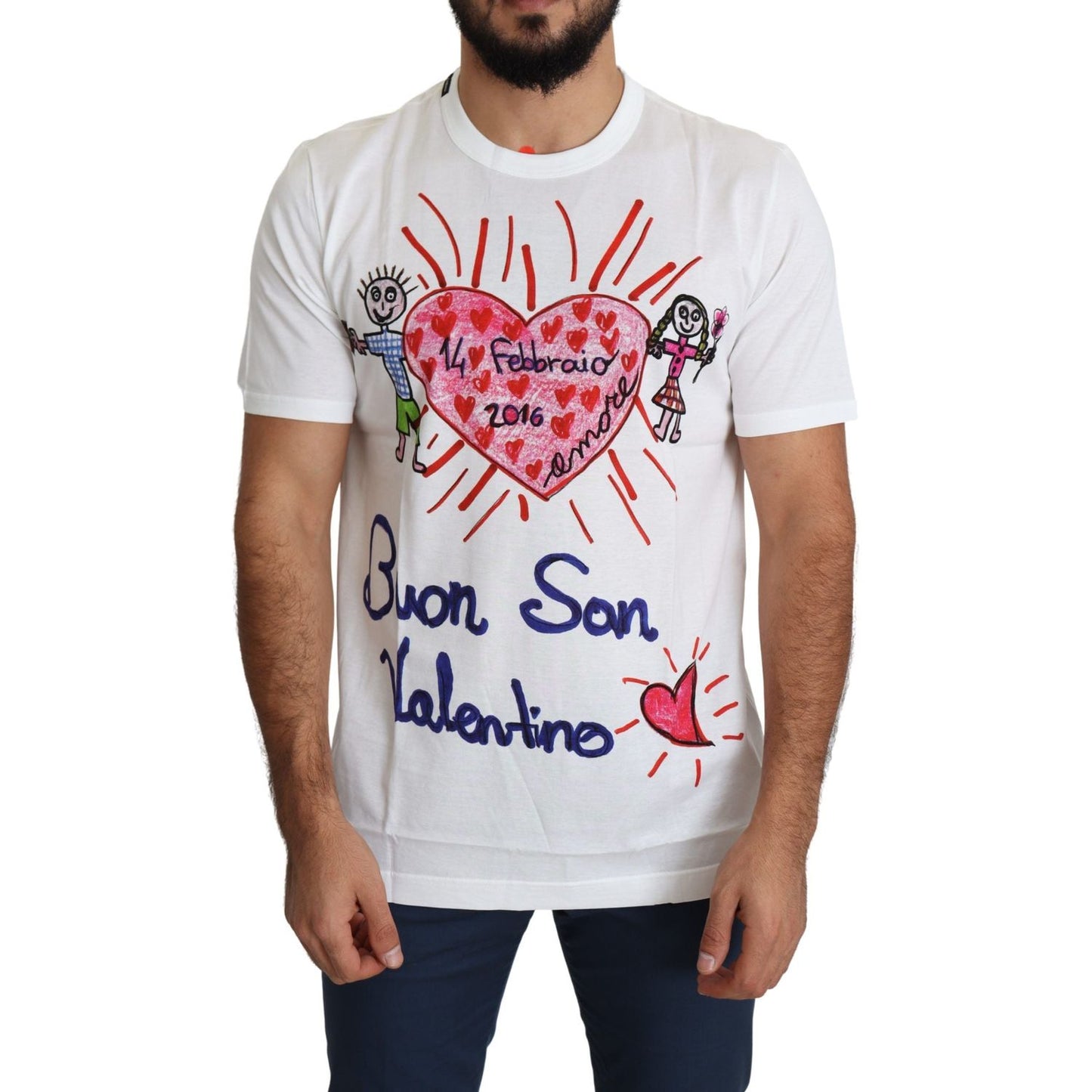 Romantic Heart Print Crew Neck Tee