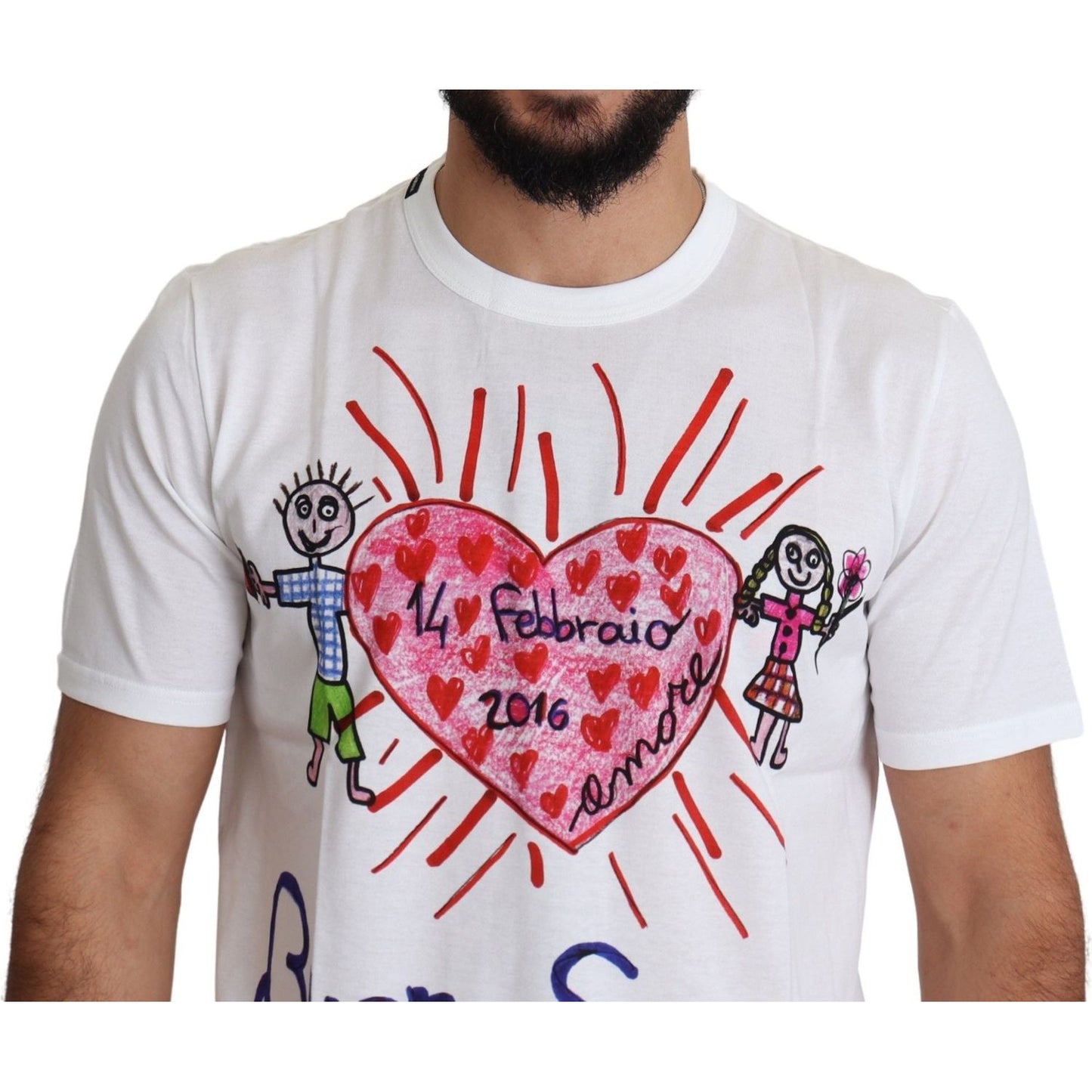 Romantic Heart Print Crew Neck Tee