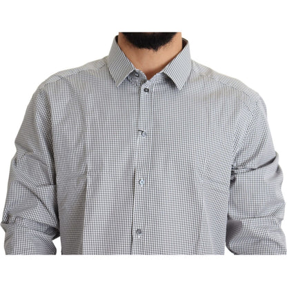 Dolce & Gabbana Black White Checkered GOLD Dress Cotton Shirt