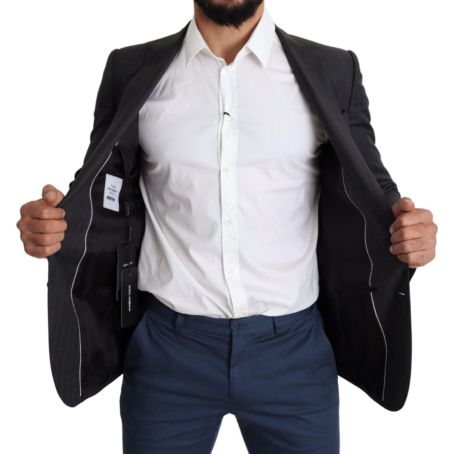 سترة مارتيني أنيقة من الصوف الأسود من دولتشي آند غابانا