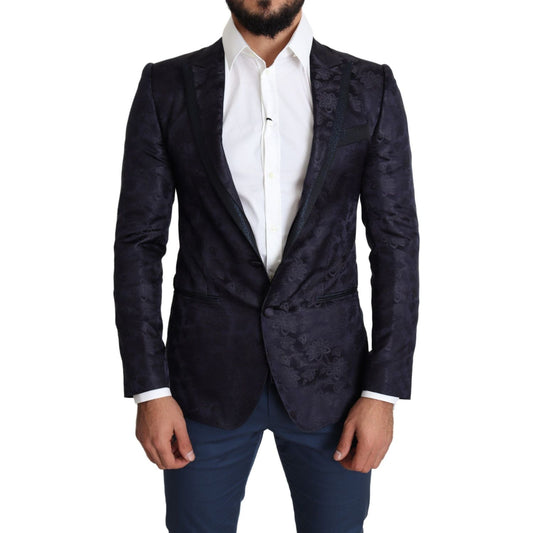 Elegant Silk Blend Martini Blazer in Blue