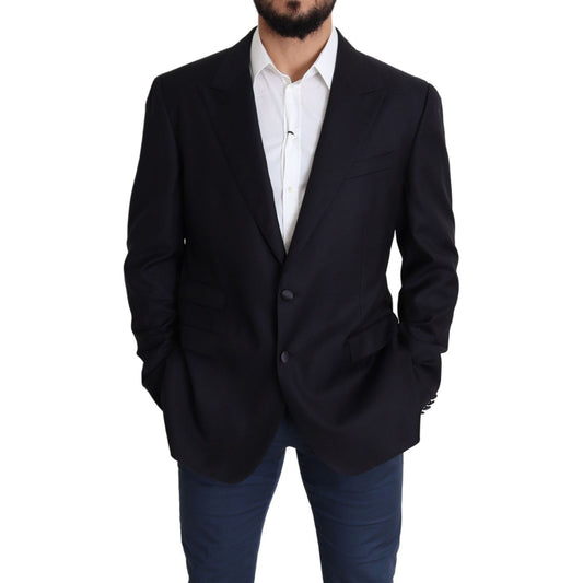 Elegant Black Virgin Wool Men's Blazer