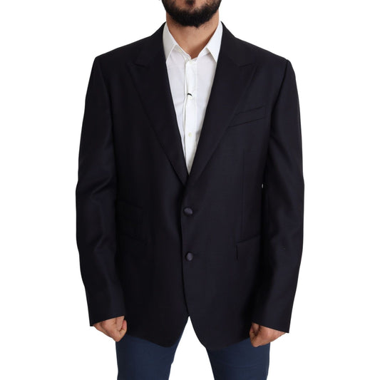 Elegant Black Virgin Wool Men's Blazer