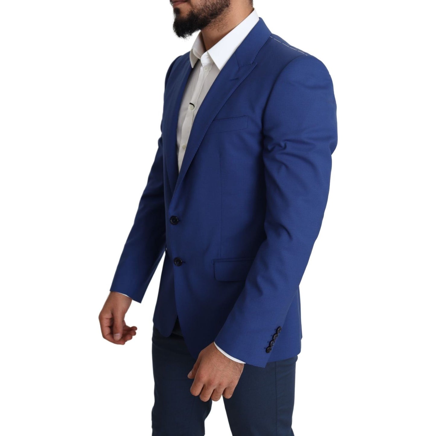 Exquisite Blue Wool Martini Blazer Jacket