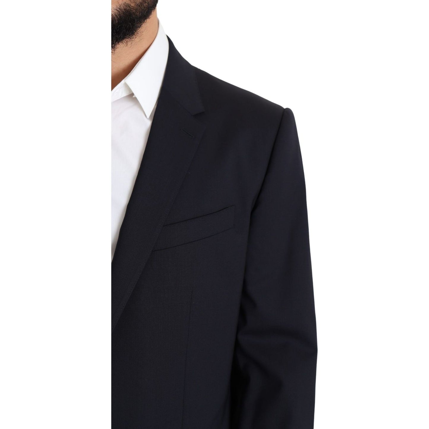 Exquisite Black Wool Stretch Martini Blazer