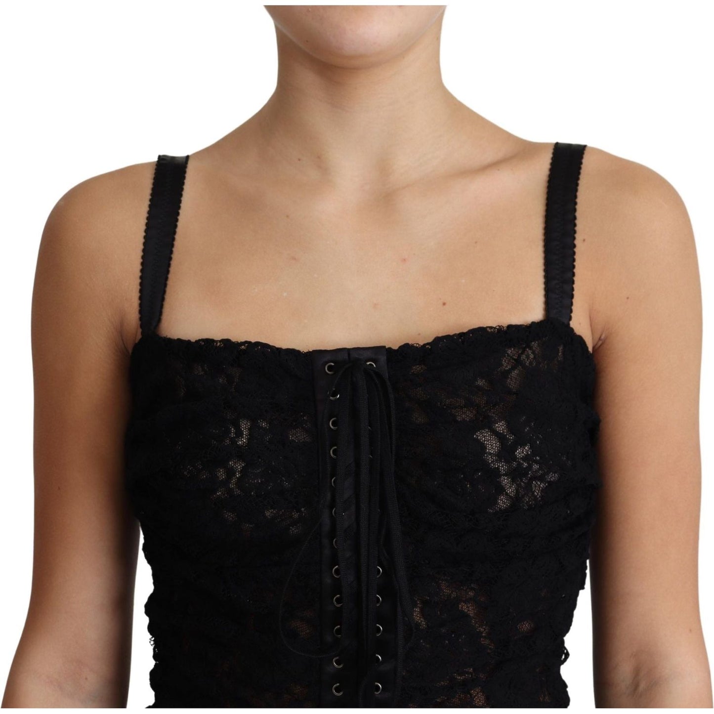 Elegant Black Lace Bustier Mini Dress