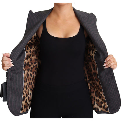 Dolce & Gabbana Gray Single Breasted Fitted Blazer Wool Jacket Coats & Jackets