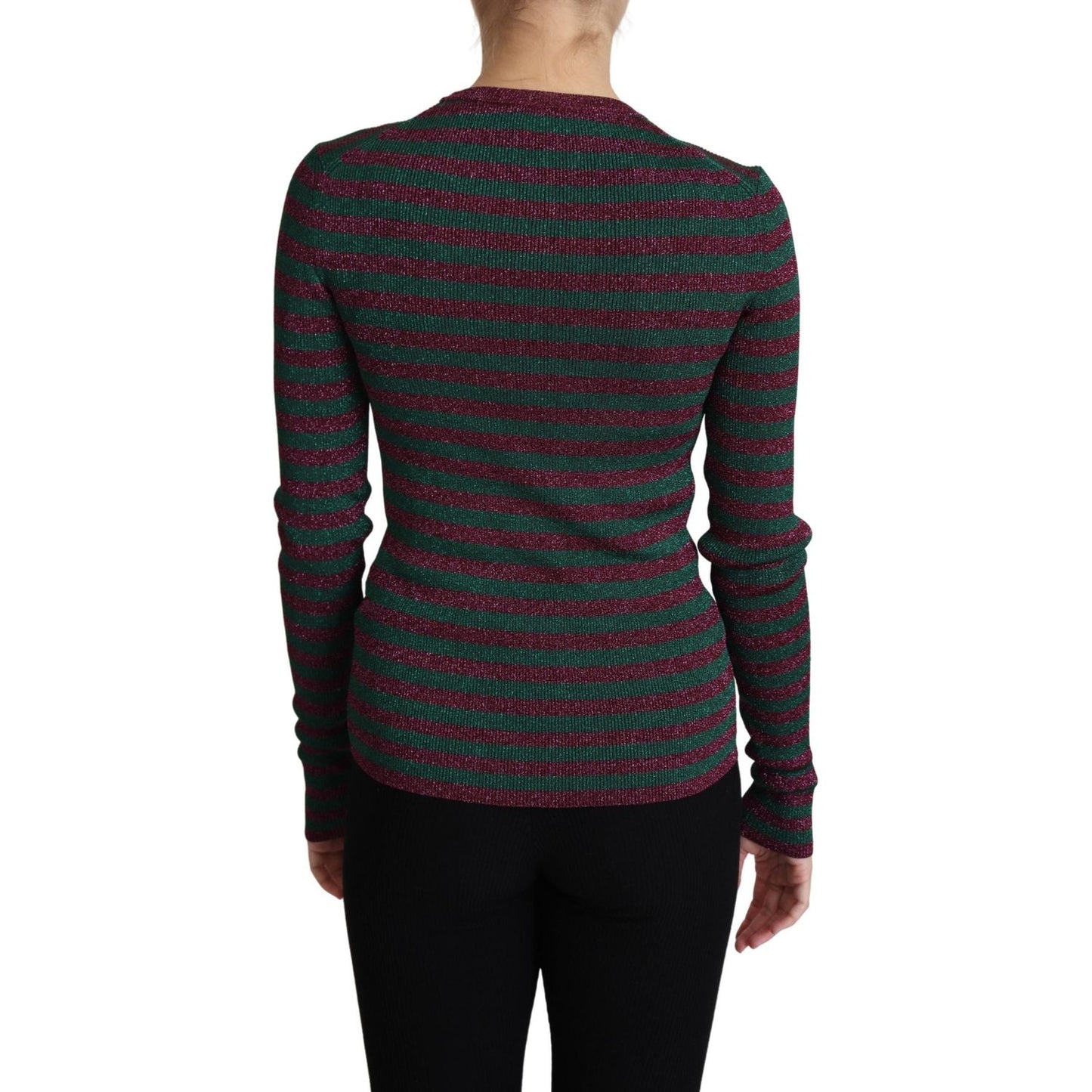 Dolce & Gabbana Multicolor Stripes Crew Neck Pullover Sweater