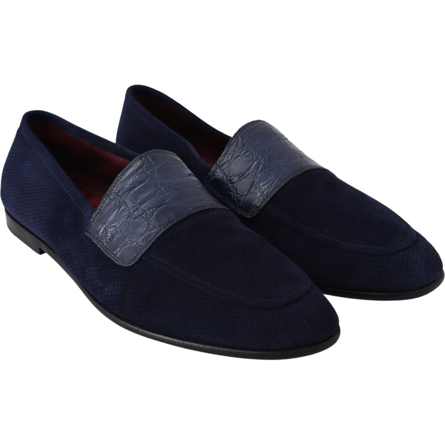 Elegant Blue Suede Leather Loafers