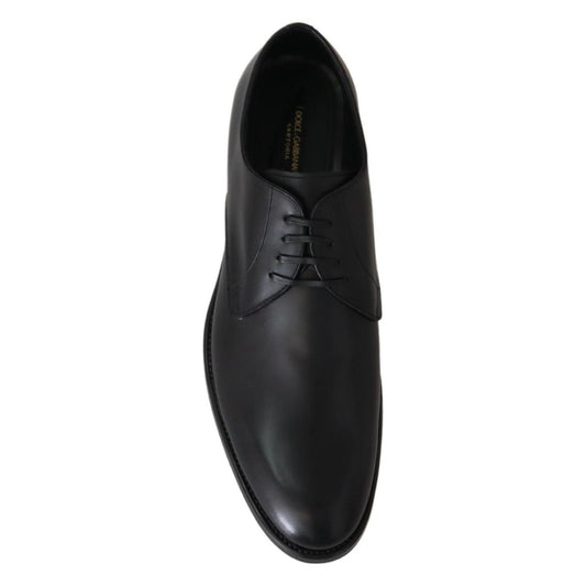 Elegant Black Leather Derby Dress Shoes