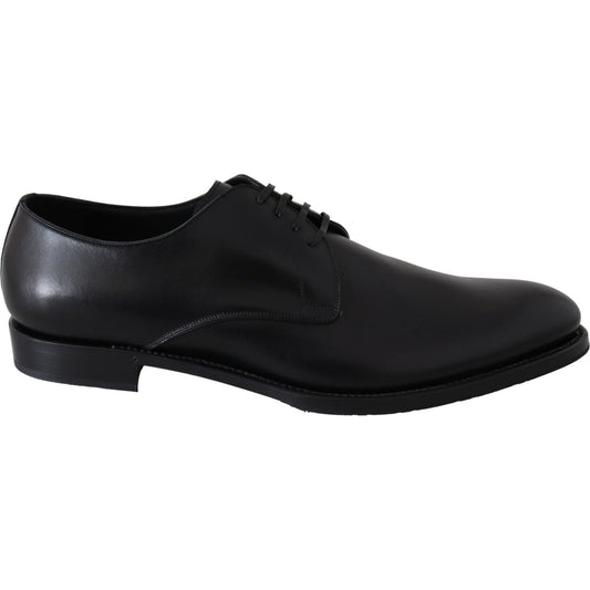 Elegant Black Leather Derby Dress Shoes